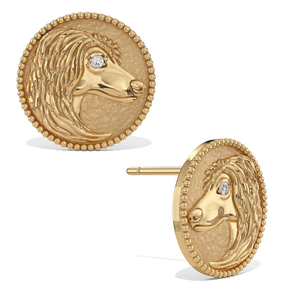 Afghan Hound Disk Earring Studs