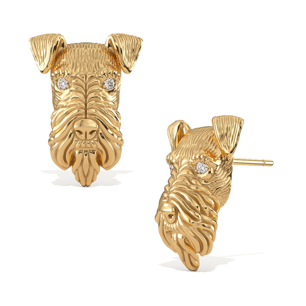 Airedale Terrier Diamond Earring Studs