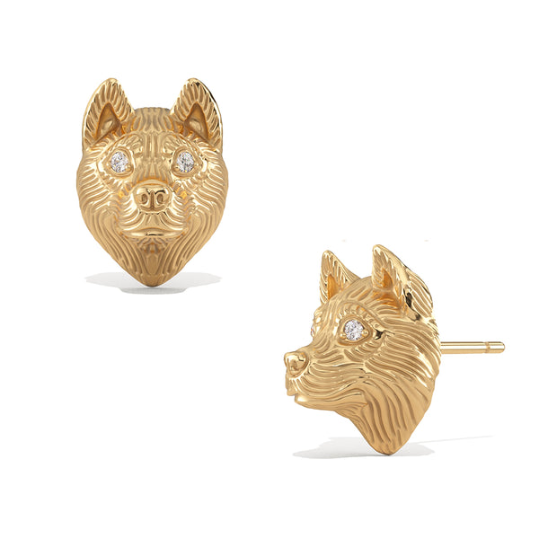 Akita Puppy Face Earring Studs