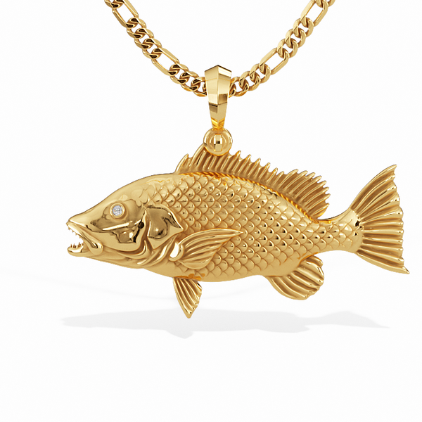Custom Moving Fishing Reel Pendant | Nautical Diamond Pendant 14K Gold